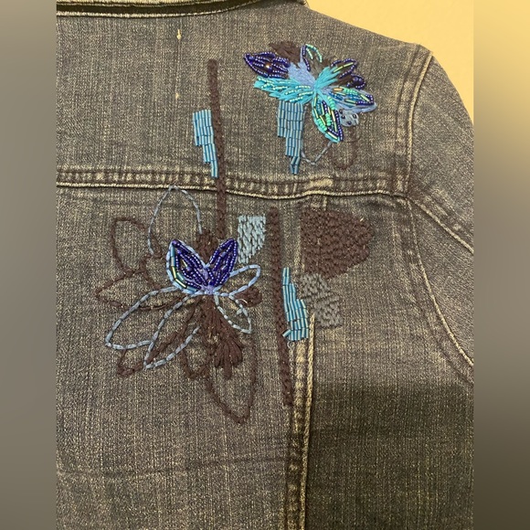 Anthropologie Pilcro and the Letterpress Denim Floral Embroidered Beaded… - Picture 6 of 11